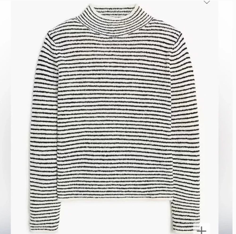 J Crew Striped Mockneck Pullover Sweater XXS Black White CC693 J.Crew Capsule